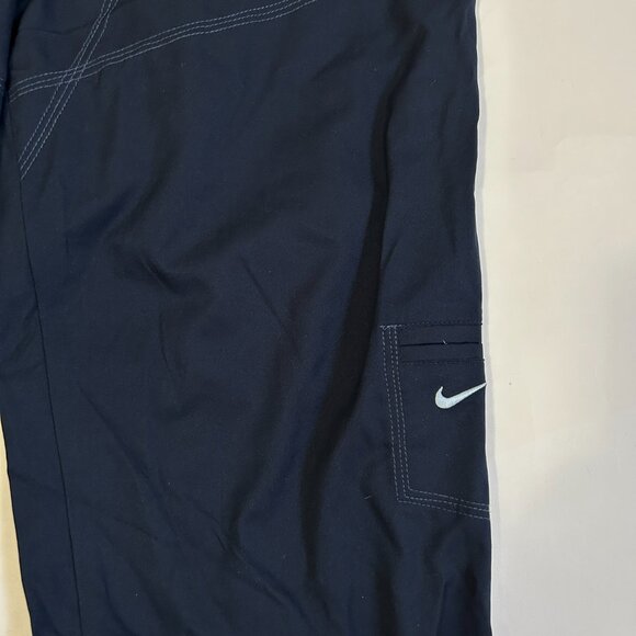 Vintage Nike Roll Up Capris Pants Womens L Navy Blue Tie cargo pocket Wide leg - Picture 4 of 12